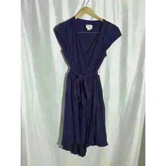 ANTHROPOLOGIE MAEVE SMALL NORONHA WRAP DRESS PURPLE FLOWY CAP SLEEVE EXQUISITE - Picture 2 of 10